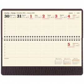 Планинг датированный 2025 305х140 мм BRAUBERG "Comodo", под кожу, темно-коричневый, 115691