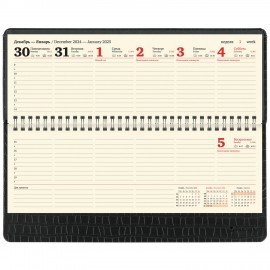 Планинг датированный 2025 305х140 мм BRAUBERG "Comodo", под кожу, черный, 115692