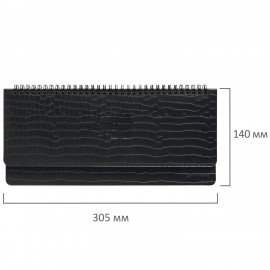 Планинг датированный 2025 305х140 мм BRAUBERG "Comodo", под кожу, черный, 115692