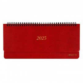 Планинг датированный 2025 305х140 мм BRAUBERG "Iguana", под кожу, красный, 115694