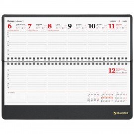 Планинг датированный 2025 305х140 мм BRAUBERG "Select", под кожу, черный, 115701