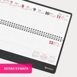 Планинг датированный 2025 305х140 мм BRAUBERG "Select", под кожу, черный, 115701