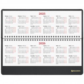 Планинг датированный 2025 305х140 мм BRAUBERG "Select", под кожу, черный, 115701