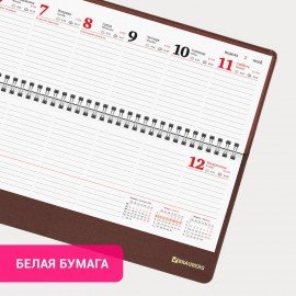 Планинг датированный 2025 305х140 мм BRAUBERG "Select", под кожу, коричневый, 115702