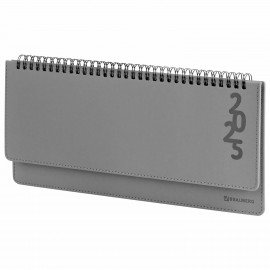 Планинг датированный 2025 305х140 мм BRAUBERG "Up", под кожу, серый, 115705