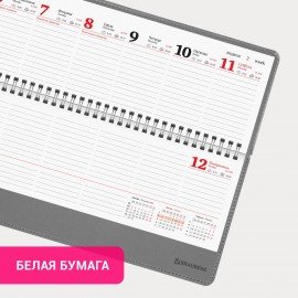 Планинг датированный 2025 305х140 мм BRAUBERG "Up", под кожу, серый, 115705