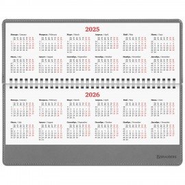 Планинг датированный 2025 305х140 мм BRAUBERG "Up", под кожу, серый, 115705