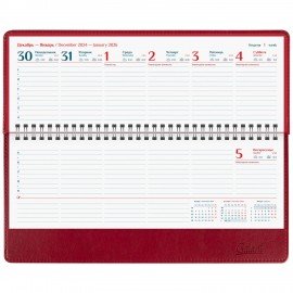 Планинг датированный 2025 305х140 мм GALANT "Ritter", под кожу, красный, 115706