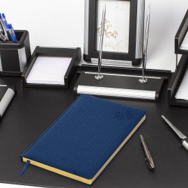 Ежедневник датированный 2025, БОЛЬШОЙ ФОРМАТ, 210х297 мм, А4, BRAUBERG "Comodo", под кожу, синий, 115735