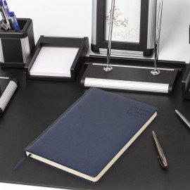 Ежедневник датированный 2025, БОЛЬШОЙ ФОРМАТ, 210х297 мм, А4, BRAUBERG "Imperial", под кожу, синий, 115739