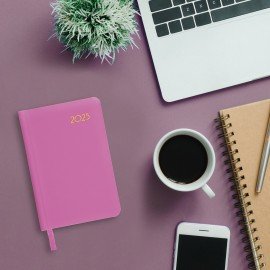 Ежедневник датированный 2025 МАЛЫЙ ФОРМАТ 100х150 мм А6, BRAUBERG "Select", балакрон, розовый, 115754