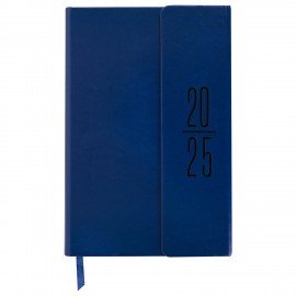 Ежедневник датированный 2025, А5, 138x213 мм, BRAUBERG "Towny", под кожу, клапан, синий, 115765