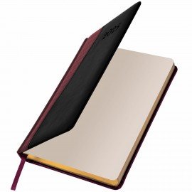 Ежедневник датированный 2025, А5, 138x213 мм, BRAUBERG "Cayman", под кожу, бордовый/черный, 115771