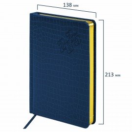 Ежедневник датированный 2025, А5, 138x213 мм, BRAUBERG "Comodo", под кожу, синий, 115776
