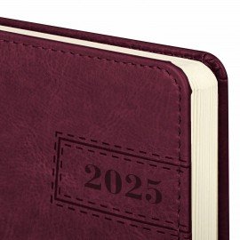 Ежедневник датированный 2025, А5, 138x213 мм, BRAUBERG "Imperial", под кожу, бордовый, 115785