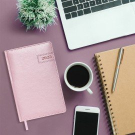 Ежедневник датированный 2025, А5, 138x213 мм, BRAUBERG "Imperial", под кожу, розовый, 115790