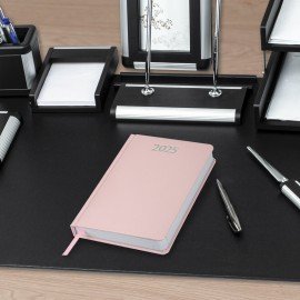 Ежедневник датированный 2025 А5 138x213 мм BRAUBERG "Profile", балакрон, светло-розовый, 115799