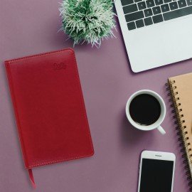 Ежедневник датированный 2025 А5 138x213 мм BRAUBERG "Rainbow", под кожу, красный, 115801