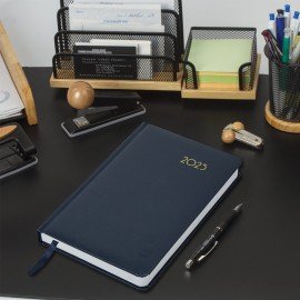 Ежедневник датированный 2025 А5 138x213 мм BRAUBERG "Select", балакрон, темно-синий, 115807