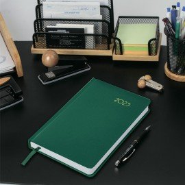 Ежедневник датированный 2025 А5 138x213 мм BRAUBERG "Select", балакрон, зеленый, 115809