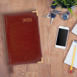 Ежедневник датированный 2025 А5 138x213 мм BRAUBERG "Senator", под кожу, коричневый, 115814