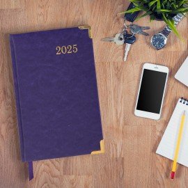 Ежедневник датированный 2025 А5 138x213 мм BRAUBERG "Senator", под кожу, фиолетовый, 115818