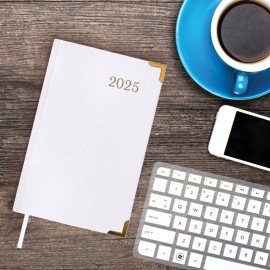 Ежедневник датированный 2025 А5 138x213 мм BRAUBERG "Senator", под кожу, белый, 115819