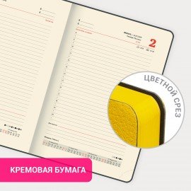 Ежедневник датированный 2025, А5, 138x213 мм, BRAUBERG "Stylish", под кожу гибкий, желтый, 115825