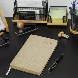 Ежедневник датированный 2025, А5, 138x213 мм, BRAUBERG "Stylish", под кожу гибкий, бежевый, 115828