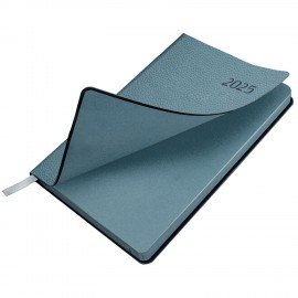 Ежедневник датированный 2025, А5, 138x213 мм, BRAUBERG "Stylish", под кожу гибкий, серо-голубой, 115829