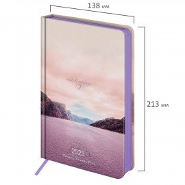 Ежедневник датированный 2025 А5 138x213 мм, BRAUBERG "Vista", под кожу твердый, "Пейзаж", 115874