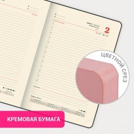 Ежедневник датированный 2025 А5 138x213 мм, BRAUBERG "Pastel", под кожу, гибкий, розовый, 115886