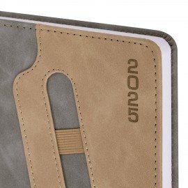 Ежедневник датированный 2025, А5, 138x213 мм, BRAUBERG "Assistant", под кожу, держатель, серый, 115890