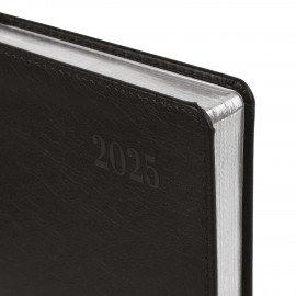 Ежедневник датированный 2025, А5, 138х213 мм, BRAUBERG "Impression", под кожу, черный, 115920