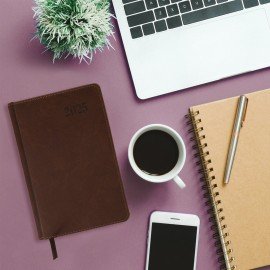 Ежедневник датированный 2025, А5, 138х213 мм, BRAUBERG "Impression", под кожу, коричневый, 115921