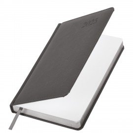 Ежедневник датированный 2025, А5, 138х213 мм, BRAUBERG "Impression", под кожу, серый, 115923