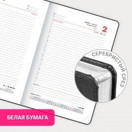 Ежедневник датированный 2025, А5, 138х213 мм, BRAUBERG "Impression", под кожу, серый, 115923