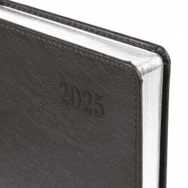 Ежедневник датированный 2025, А5, 138х213 мм, BRAUBERG "Impression", под кожу, серый, 115923