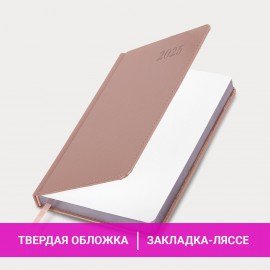 Ежедневник датированный 2025, А5, 138х213 мм, BRAUBERG "Impression", под кожу, розовый, 115924