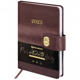 Ежедневник датированный 2025, А5, 138х213 мм, BRAUBERG "Elegant", под кожу, застежка, бордовый, 115937