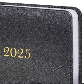 Ежедневник датированный 2025, А5, 138х213 мм, BRAUBERG "Elegant", под кожу, застежка, черный, 115938
