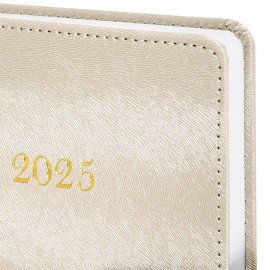 Ежедневник датированный 2025, А5, 138х213 мм, BRAUBERG "Elegant", под кожу, застежка, бежевый, 115939