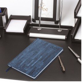 Еженедельник датированный 2025, 210х297 мм, А4, BRAUBERG "Wood", под кожу, синий, 115945