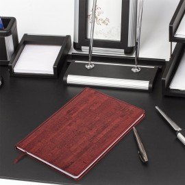 Еженедельник датированный 2025, 210х297 мм, А4, BRAUBERG "Wood", под кожу, бордовый, 115946