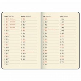 Еженедельник датированный 2025, 210х297 мм, А4, BRAUBERG "Iguana", под кожу, красный, 115948