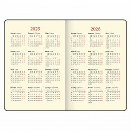 Еженедельник датированный 2025 А5 145х215 мм BRAUBERG "Comodo", под кожу, темно-коричневый, 115956