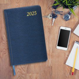 Еженедельник датированный 2025, А5, 145х215 мм, BRAUBERG "Iguana", под кожу, синий, 115960