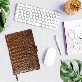 Еженедельник датированный 2025, А5, 145х215 мм, BRAUBERG "Party", под кожу, коричневый, 115967