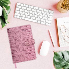 Еженедельник датированный 2025, А5, 145х215 мм, BRAUBERG "Party", под кожу, коралловый, 115968