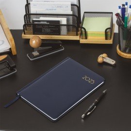 Еженедельник датированный 2025, А5, 145х215 мм, BRAUBERG "Select", балакрон, темно-синий, 115971